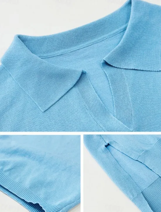 Women's Shirt Blouse Solid Color Basic Casual 3/4 Length Sleeve Shirt Collar Regular Tops Daily Yellow Blue Beige Summer Spring Fall Women Blouses & Shirts