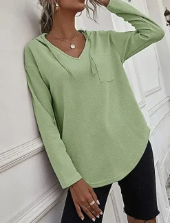Clearance Women's Shirt Blouse Solid Color Basic Casual Long Sleeve Hooded Regular Tops Daily Black Pink Green Fall Winter Women Hoodies & Sweatshirts