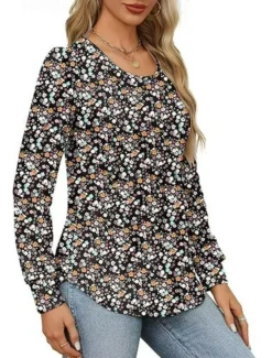 Hot Women's Shirt Blouse Solid Color Basic Casual Long Sleeve Crew Neck Regular Tops Daily Ruched Black White Pink Wine Blue Summer Spring Women Blouses & Shirts