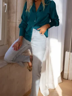Women's Shirt Blouse Solid Color Basic Casual Long Sleeve Shirt Collar Regular Tops Daily Buttons Black Blue Beige Fall Winter Women Blouses & Shirts
