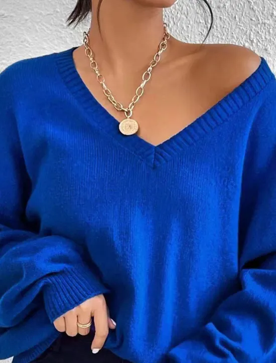 Best Women's Shirt Blouse Solid Color Basic Casual Long Sleeve V Neck Regular Tops Daily Fall Winter Women Pullovers & Tops