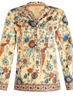 Sale Women's Shirt Blouse Yellow Pink Dusty Rose Graphic Floral Button Print Long Sleeve Daily Holiday Vintage Boho Streetwear Round Neck Regular Boho S Women Boho Tops