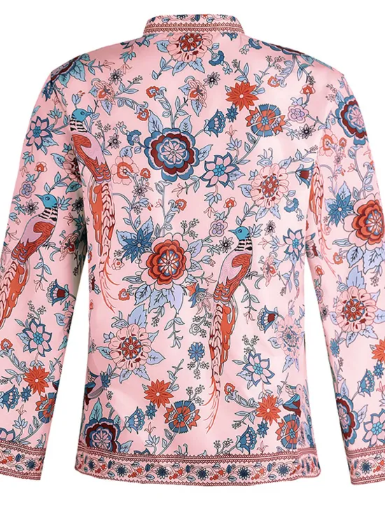 Sale Women's Shirt Blouse Yellow Pink Dusty Rose Graphic Floral Button Print Long Sleeve Daily Holiday Vintage Boho Streetwear Round Neck Regular Boho S Women Boho Tops