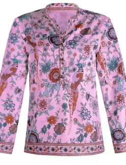 Sale Women's Shirt Blouse Yellow Pink Dusty Rose Graphic Floral Button Print Long Sleeve Daily Holiday Vintage Boho Streetwear Round Neck Regular Boho S Women Boho Tops