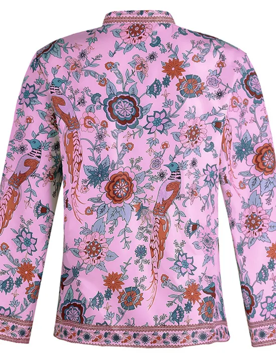 Sale Women's Shirt Blouse Yellow Pink Dusty Rose Graphic Floral Button Print Long Sleeve Daily Holiday Vintage Boho Streetwear Round Neck Regular Boho S Women Boho Tops