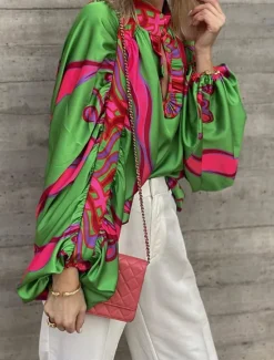 Women's Shirt Boho Shirt Blouse Peasant Blouse Boho Print Long Sleeve Regular Tops Casual Holiday Summer Spring Women Boho Tops