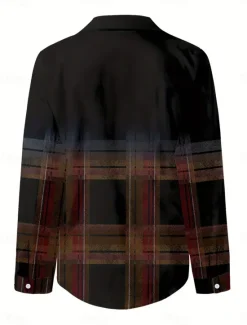 Women's Shirt Button Down Tunic Shirt Collar Long Sleeve Plaid Casual Regular Tops Work Daily s Print Spring Fall Winter Women Blouses & Shirts