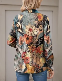 Online Women's Shirt Button Down Tunic Shirt Collar Long Sleeve Floral Casual Regular Tops Work Daily s Print Spring Fall Winter Women Spring Tops