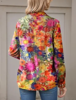 Outlet Women's Shirt Button Down Tunic Shirt Collar Long Sleeve Floral Casual Regular Tops Work Daily s Print Spring Fall Winter Women Spring Tops