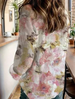 Women's Shirt Button Down Tunic Shirt Collar Long Sleeve Floral Casual Regular Tops Daily s Print Spring Fall Women Spring Tops