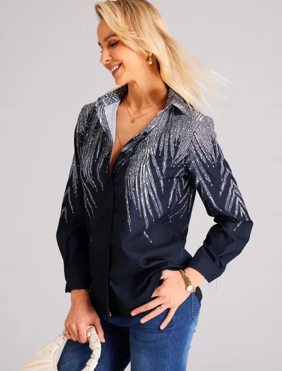 Sale Women's Shirt Button Down Tunic Shirt Collar Long Sleeve Basic s Print Regular Tops Casual Daily Spring Fall Women Blouses & Shirts