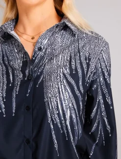Sale Women's Shirt Button Down Tunic Shirt Collar Long Sleeve Basic s Print Regular Tops Casual Daily Spring Fall Women Blouses & Shirts