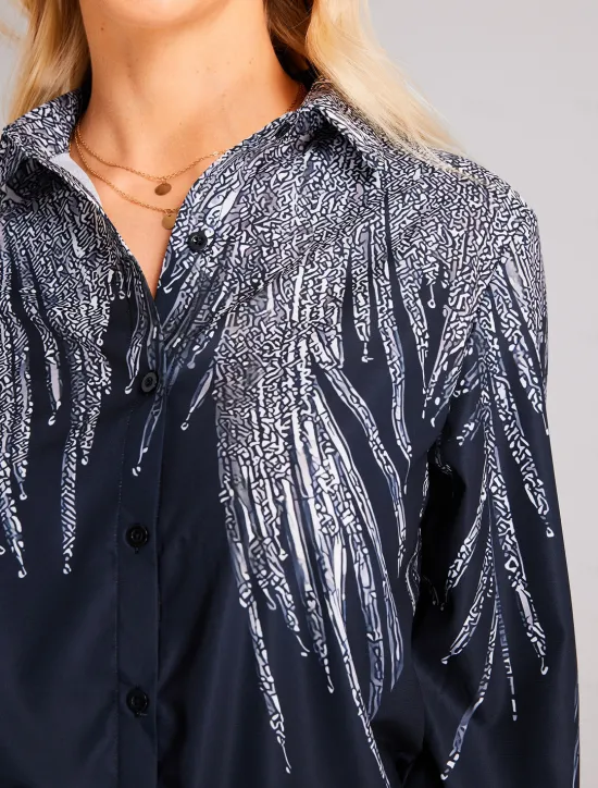 Sale Women's Shirt Button Down Tunic Shirt Collar Long Sleeve Basic s Print Regular Tops Casual Daily Spring Fall Women Blouses & Shirts