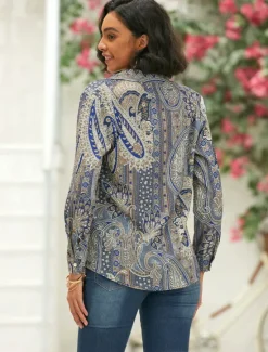 Clearance Women's Shirt Button Down Tunic Shirt Collar Long Sleeve Elegant Vintage Fashion Paisley s Print Regular Tops Casual Daily Holiday Spring Fall Women Blouses & Shirts|Boho Tops
