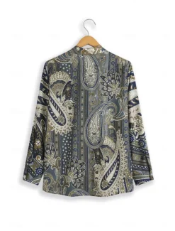 Clearance Women's Shirt Button Down Tunic Shirt Collar Long Sleeve Elegant Vintage Fashion Paisley s Print Regular Tops Casual Daily Holiday Spring Fall Women Blouses & Shirts|Boho Tops
