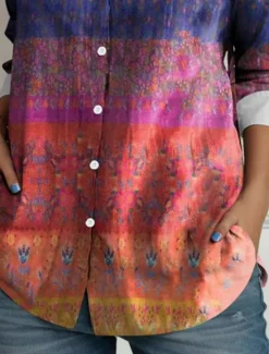 New Women's Shirt Button Down Tunic Shirt Collar Long Sleeve Floral Casual Regular Tops Work Daily s Print Spring Fall Winter Women Spring Tops|Boho Tops