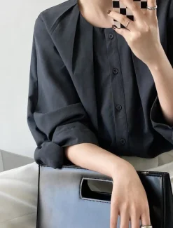 Sale Women's Shirt Cotton Linen Shirt Daily Ladies Long Sleeve Lantern Sleeve Crew Neck White Green Gray Spring & Fall Women Shirts