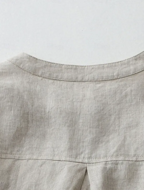 Best Women's Shirt Cotton Linen Shirts Button Up Blouse Solid Color Basic Casual 3/4 Length Sleeve Turtleneck Regular Tops Daily Buttons White Beige Light Blue Fall Winter Women Shirts