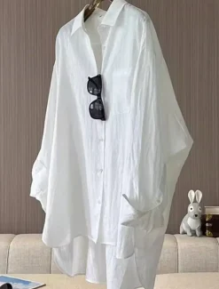 Hot Women's Shirt Cotton Linen Shirt Daily Stylish Casual Long Sleeve Shirt Collar Spring & Fall Women Shirts