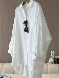Hot Women's Shirt Cotton Linen Shirt Daily Stylish Casual Long Sleeve Shirt Collar Spring & Fall Women Shirts