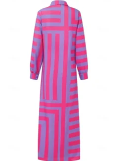 New Women's Shirt Dress Bodycon Wrap Dress Maxi long Dress Outdoor Daily Fashion Boho Shirt Collar Ruched Split Long Sleeve Summer Fall Spring 2023 Regular Fit Orange Green Women Casual Dress