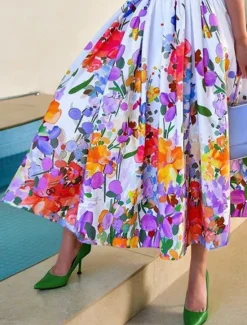 Clearance Women's Shirt Dress Casual Dress Swing Dress Maxi long Dress Outdoor Daily Date Fashion Modern Shirt Collar Button Print Short Sleeve Summer Spring Loose Fit Floral Women Vacation Dresses