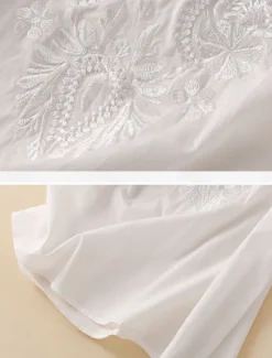 Clearance Women's Shirt Floral Basic Casual Half Sleeve Crew Neck Regular Tops Daily Ruched Embroidered Buttons White Yellow Blue Khaki Summer Women Shirts