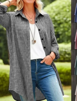 Best Women's Shirt Jacket Casual Jacket Comfortable Breathable Buttons Print Casual Plaid Vacation Street Casual Daily Wear Single Breasted Long Turndown Regular Fit Long Sleeve Outerwear Black Red Blue Women Jackets