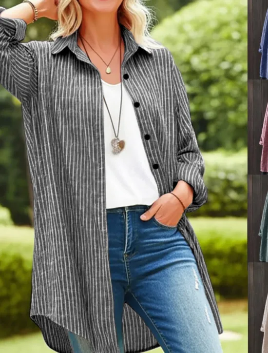 Best Women's Shirt Jacket Casual Jacket Comfortable Breathable Buttons Print Casual Plaid Vacation Street Casual Daily Wear Single Breasted Long Turndown Regular Fit Long Sleeve Outerwear Black Red Blue Women Jackets