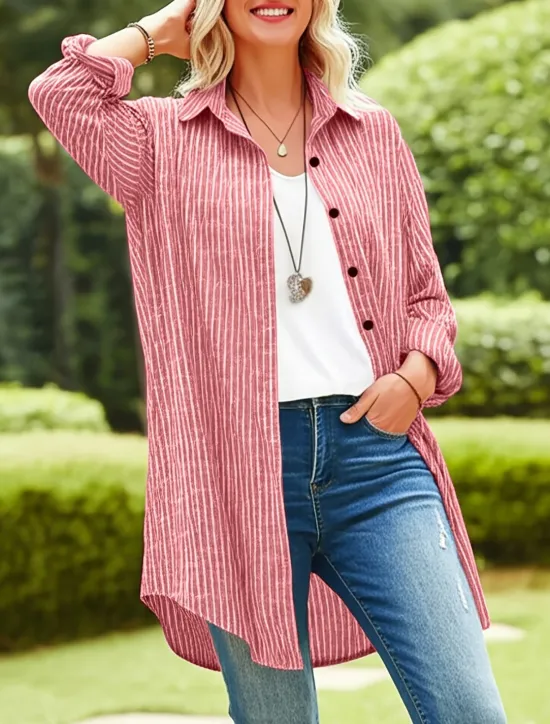 Best Women's Shirt Jacket Casual Jacket Comfortable Breathable Buttons Print Casual Plaid Vacation Street Casual Daily Wear Single Breasted Long Turndown Regular Fit Long Sleeve Outerwear Black Red Blue Women Jackets