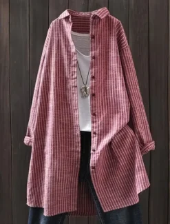 Best Women's Shirt Jacket Casual Jacket Comfortable Breathable Buttons Print Casual Plaid Vacation Street Casual Daily Wear Single Breasted Long Turndown Regular Fit Long Sleeve Outerwear Black Red Blue Women Jackets