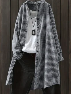 Best Women's Shirt Jacket Casual Jacket Comfortable Breathable Buttons Print Casual Plaid Vacation Street Casual Daily Wear Single Breasted Long Turndown Regular Fit Long Sleeve Outerwear Black Red Blue Women Jackets