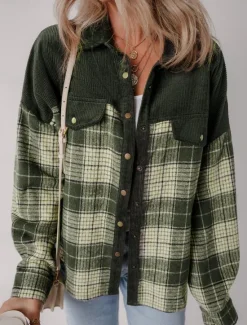 Women's Shirt Jacket Comfortable Patchwork Active Fashion Casual School Outdoor Vacation Home Buttoned Front Regular Turndown Loose Fit Long Sleeve Outerwear Spring Fall Women Jackets