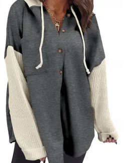 Women's Shirt Jacket Comfortable Patchwork Vintage Simple Classic Color Block School Outdoor Office Work Cardigan Regular Hoodie Loose Fit Long Sleeve Outerwear Light Pink Black Camel Spring Fall Women Jackets