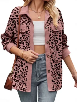 Discount Women's Shirt Jacket Shacket Warm Breathable Buttons Pocket Print Casual Plaid Vacation Street Daily Wear Going out Single Breasted Regular Turndown Regular Fit Long Sleeve Outerwear Pink Blue Brown Women Jackets