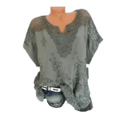 Online Women's Shirt Lace Shirt Blouse Eyelet top Chiffon Streetwear Basic Casual Embroidered Short Sleeve Regular Tops V Neck Daily Going out Weekend Black White Red Blue Green Summer Spring Women Lace Tops