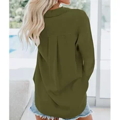 Best Women's Shirt Linen-Inspired Shirts Button Up Blouse Plain Elegant Business Basic Long Sleeve Shirt Collar Regular Tops Work Daily Weekend Black White Gray Fall & Winter Women Shirts
