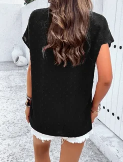 Clearance Women's Shirt Linen-Inspired Shirts Blouse Solid Color Stylish Casual Short Sleeve Notched Neck Regular Tops Daily Lace Patchwork Buttons Black White Wine Green Summer Spring Women Shirts