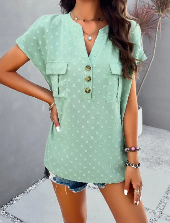 Clearance Women's Shirt Linen-Inspired Shirts Blouse Solid Color Stylish Casual Short Sleeve Notched Neck Regular Tops Daily Lace Patchwork Buttons Black White Wine Green Summer Spring Women Shirts