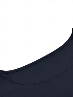 Online Women's Shirt Linen-Inspired Shirts Blouse Solid Color Stylish Casual 3/4 Length Sleeve Crew Neck Regular Tops Daily Pocket Black Khaki Summer Women Shirts