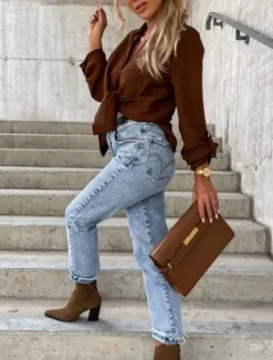 New Women's Shirt Linen-Inspired Shirts Button Up Blouse Solid Color Stylish Casual Long Sleeve Shirt Collar Regular Tops Daily Buttons Pocket Black White Brown Khaki Summer Spring Women Shirts