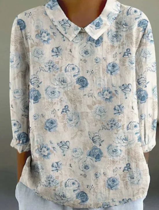 Best Women's Shirt Linen-Inspired Shirts Long Sleeve Shirt Collar White Blue Green Spring Fall Women Shirts