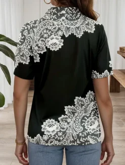 Sale Women's Shirt Long Sleeve Button Down Blouse 3D Print Floral Graphic Daily Stylish Short Sleeve Shirt Collar Regular Tops Daily Holiday Summer Spring Women Boho Tops|Blouses & Shirts