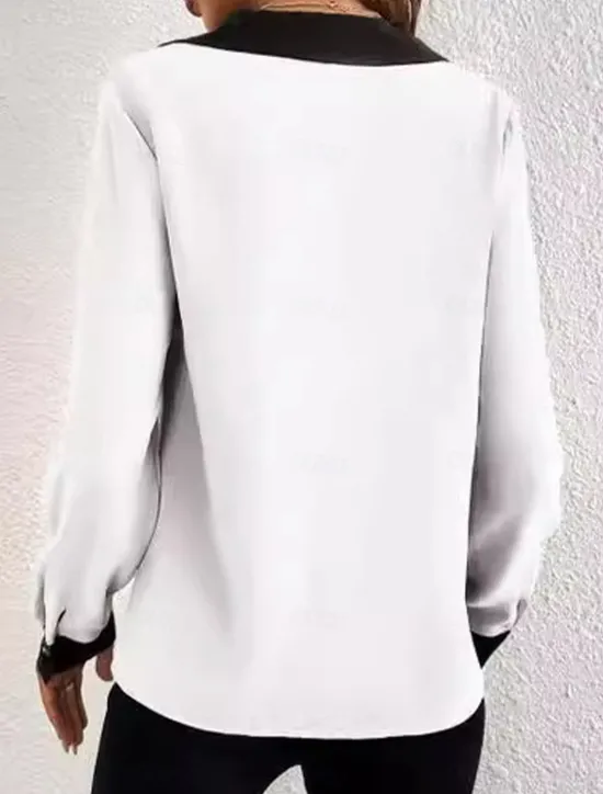 Online Women's Shirt Modern Long Sleeve Regular Tops Shirt Collar Work Black White Green Khaki Spring Fall Winter Women Blouses & Shirts