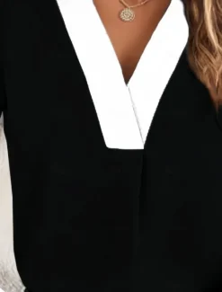 Online Women's Shirt Modern Long Sleeve Regular Tops Shirt Collar Work Black White Green Khaki Spring Fall Winter Women Blouses & Shirts