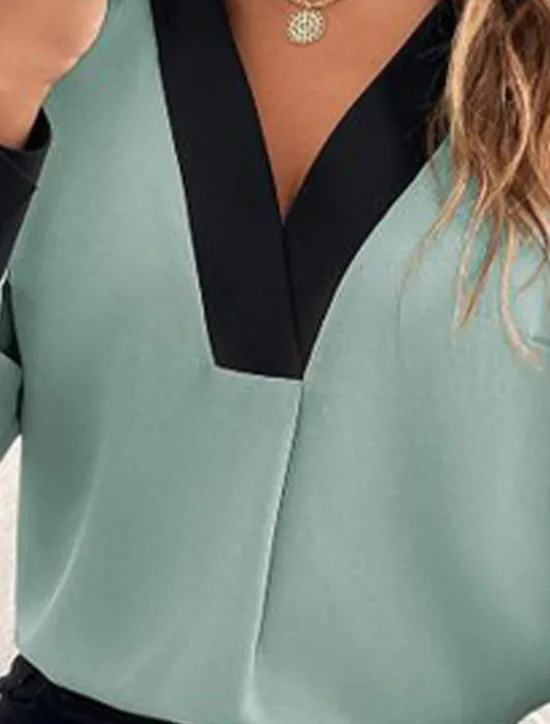 Online Women's Shirt Modern Long Sleeve Regular Tops Shirt Collar Work Black White Green Khaki Spring Fall Winter Women Blouses & Shirts