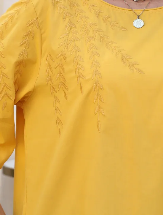 Outlet Women's Shirt Solid Color Floral Casual Boho 3/4 Length Sleeve Elbow Sleeve Crew Neck Regular Tops Vacation Party Daily Embroidered Black Yellow Blue Autumn / Fall Spring & Summer Women Blouses & Shirts