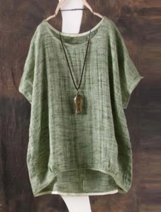New Women's Shirt Solid Color Basic Casual Short Sleeve Crew Neck Regular Tops Daily Red Green Khaki Summer Women Shirts