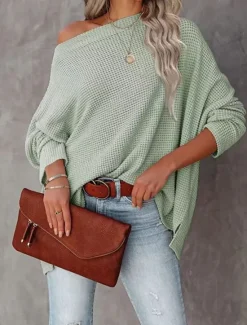 Outlet Women's Shirt Solid Color Stylish Casual Long Sleeve Crew Neck Regular Tops Daily Silver Black White Wine Blue Summer Spring Fall Women Blouses & Shirts