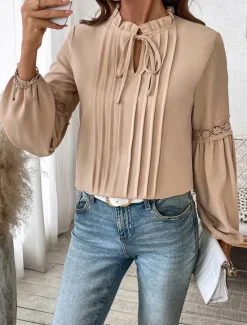 Women's Shirt Solid Color Elegant Stylish Casual Long Sleeve V Neck Vacation Party Daily Spring Fall Women Blouses & Shirts